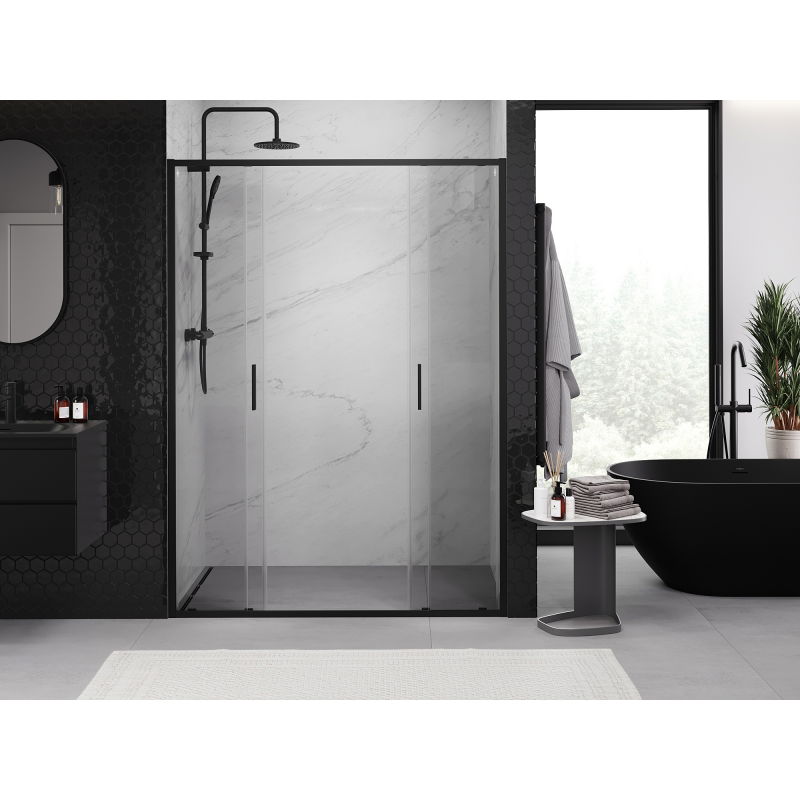 Mexen Exo portes de douche double coulissantes 150 cm, transparentes, noires - 8152-150-000-70-00