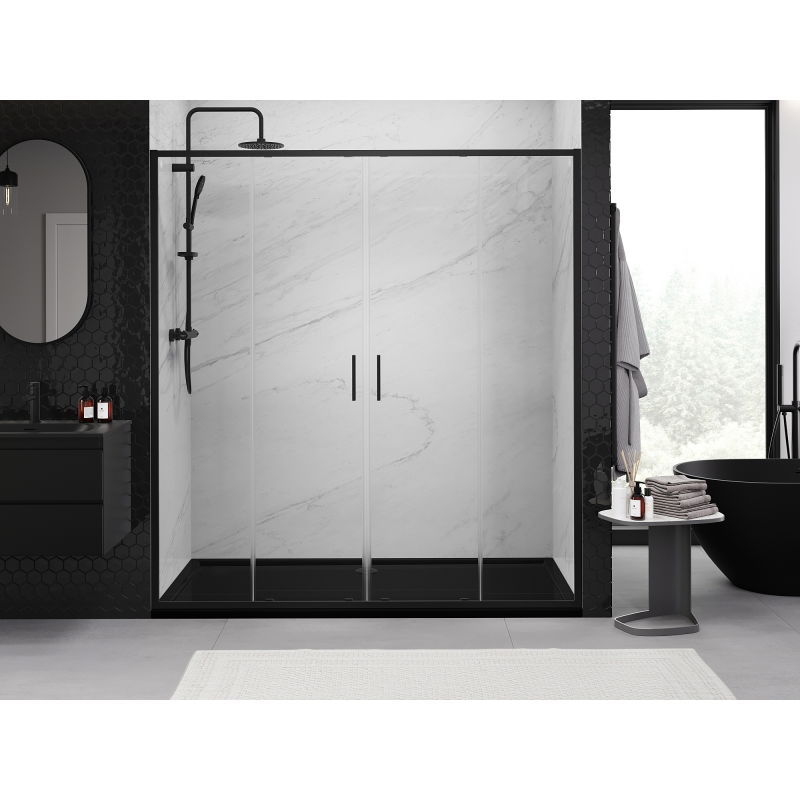 Mexen Exo portes de douche doubles coulissantes 170 cm, transparentes, noires - 8152-170-000-70-00