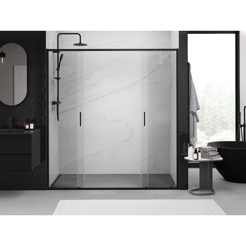 Mexen Exo porte de douche double coulissante 180 cm, transparent, noir - 8152-180-000-70-00