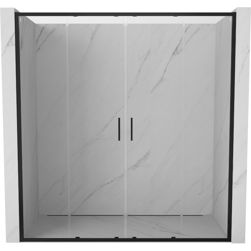 Mexen Exo-S Duo portes de douche coulissantes doubles 190 cm, transparentes, noires - 8152-190-000-70-00