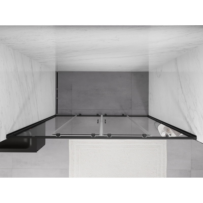Mexen Exo-S Duo portes de douche doubles coulissantes 180 cm, transparentes, noires - 8152-180-000-70-00