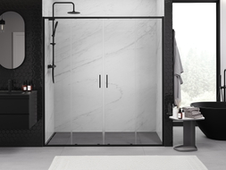 Mexen Exo-S Duo portes de douche coulissantes doubles 190 cm, transparentes, noires - 8152-190-000-70-00