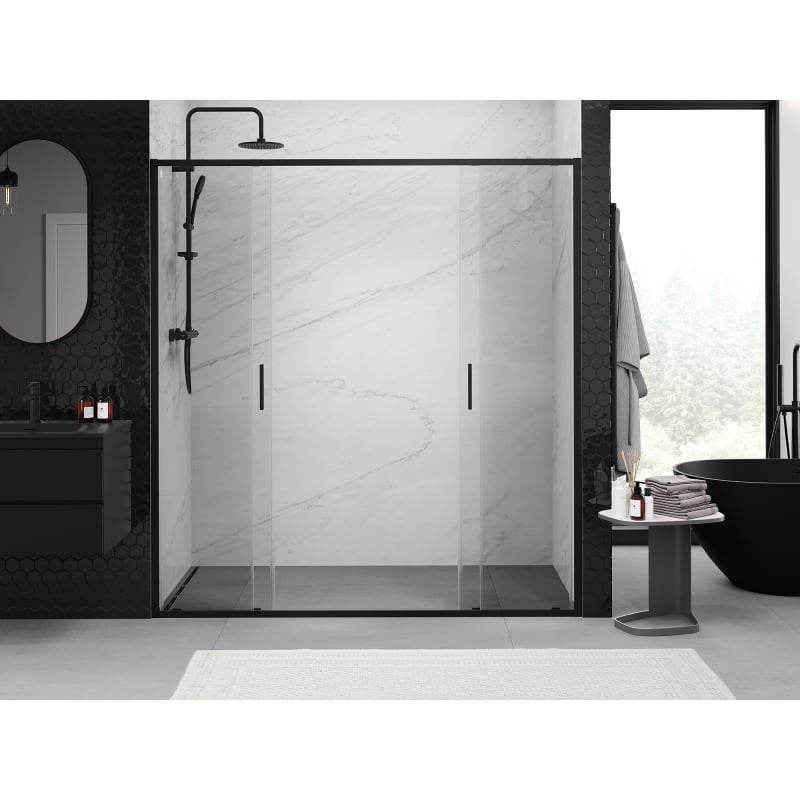 Mexen Exo porte de douche double coulissante 200 cm, transparent, noir - 8152-200-000-70-00