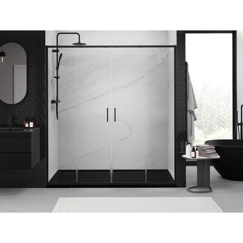 Mexen Exo porte de douche double coulissante 200 cm, transparent, noir - 8152-200-000-70-00