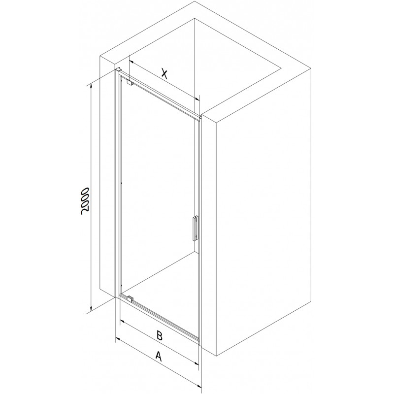 Mexen Exo porte de douche battante 70 cm, transparent, chrome - 8181-070-000-01-00