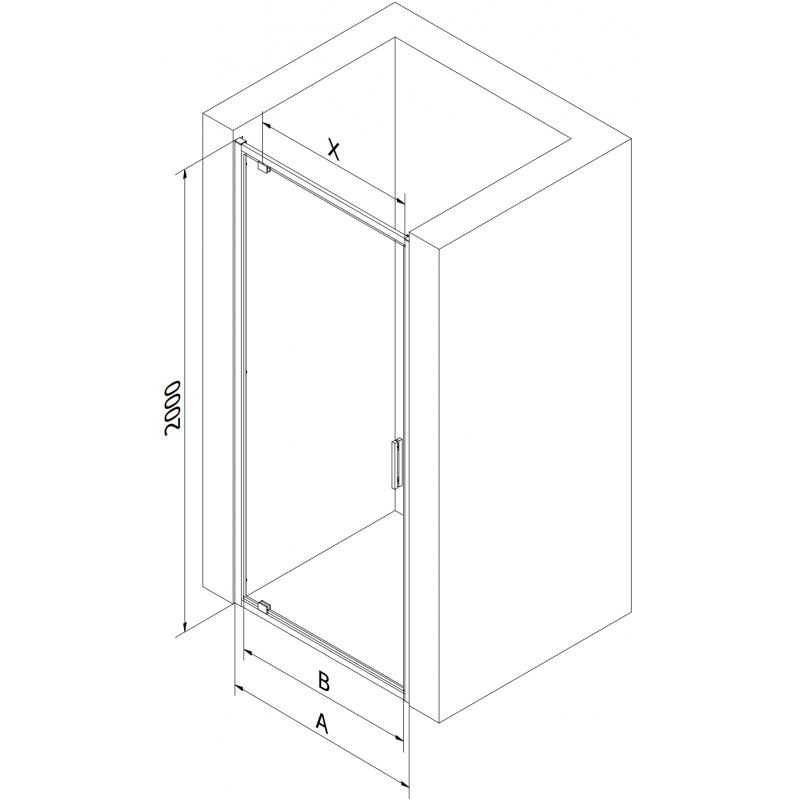 Mexen Exo porte de douche pivotante 95 cm, transparent, chrome - 8181-095-000-01-00