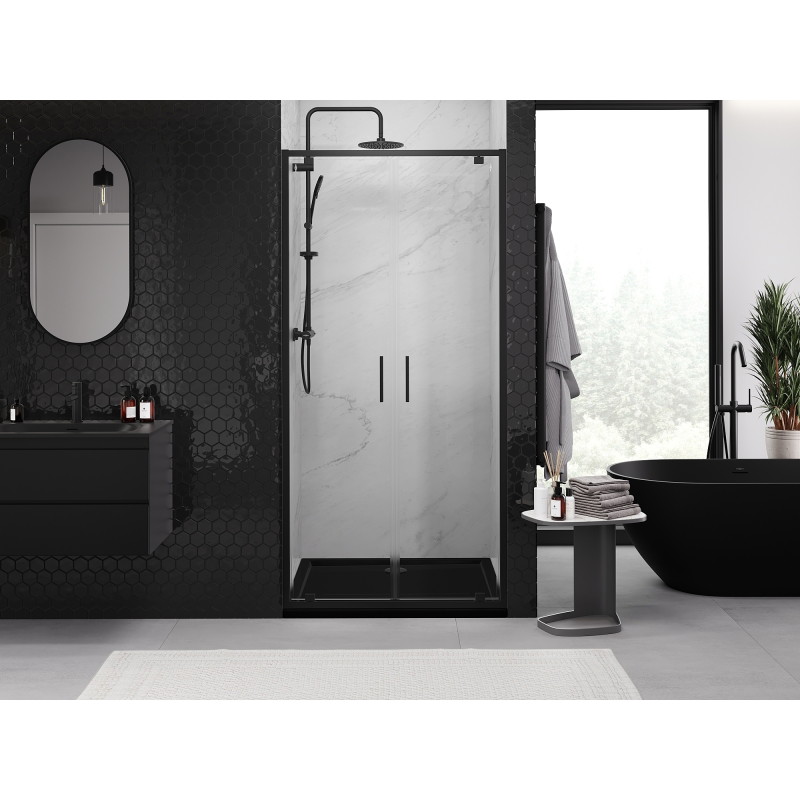 Mexen Exo-BR Duo portes de douche doubles à charnières 80 cm, transparentes, noires - 8182-080-000-70-00