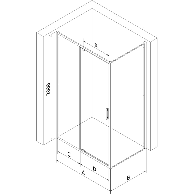 Mexen Exo-R cabine de douche pivotante 100 x 70 cm, transparent, chrome - 819-100-070-01-00