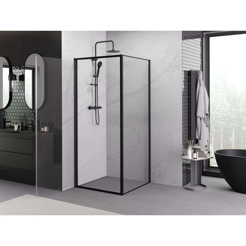 Mexen Exo cabine de douche pivotante 90 x 90 cm, transparent, noir - 817-090-090-70-00
