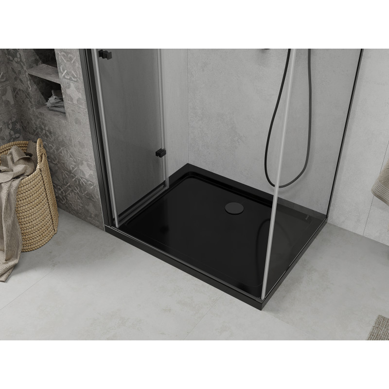 Mexen Lima cabine de douche pliante 100 x 80 cm, transparent, noir + receveur Flat, noir - 856-100-080-70-00-4070B