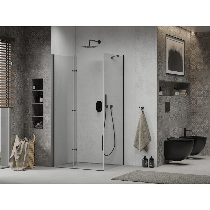 Mexen Lima cabine de douche pliante 100 x 80 cm, transparente, noire - 856-100-080-70-00