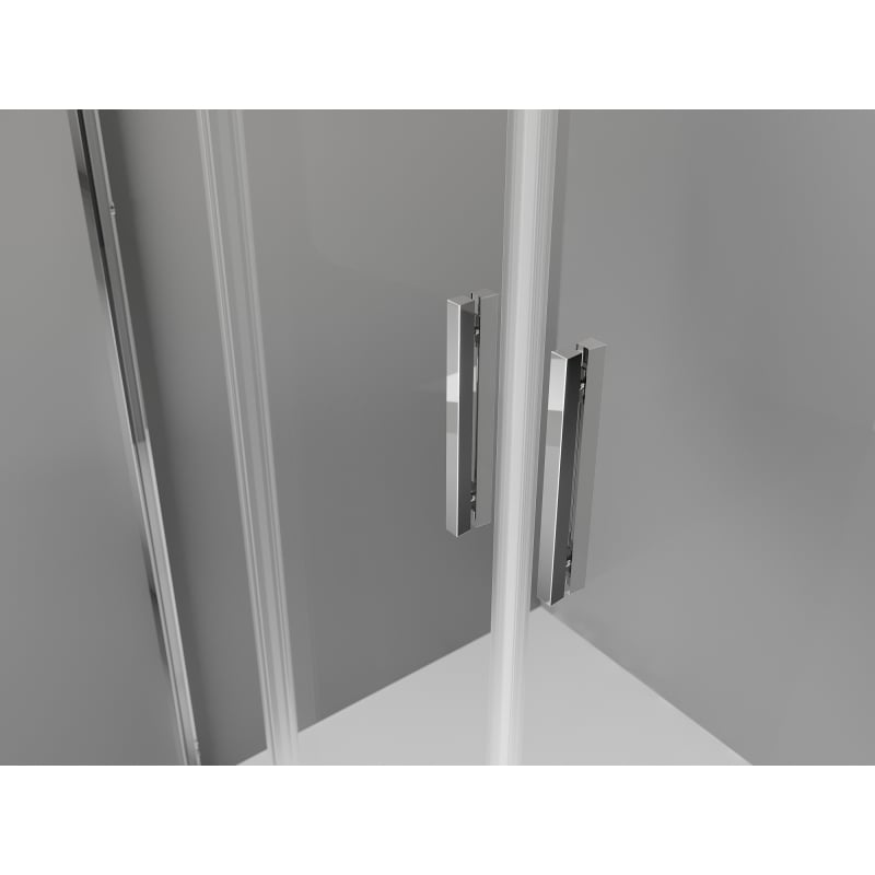 Mexen Exo cabine de douche demi-circulaire asymétrique coulissante 90 x 80 cm, transparent, chrome - 8132-090-080-01-00