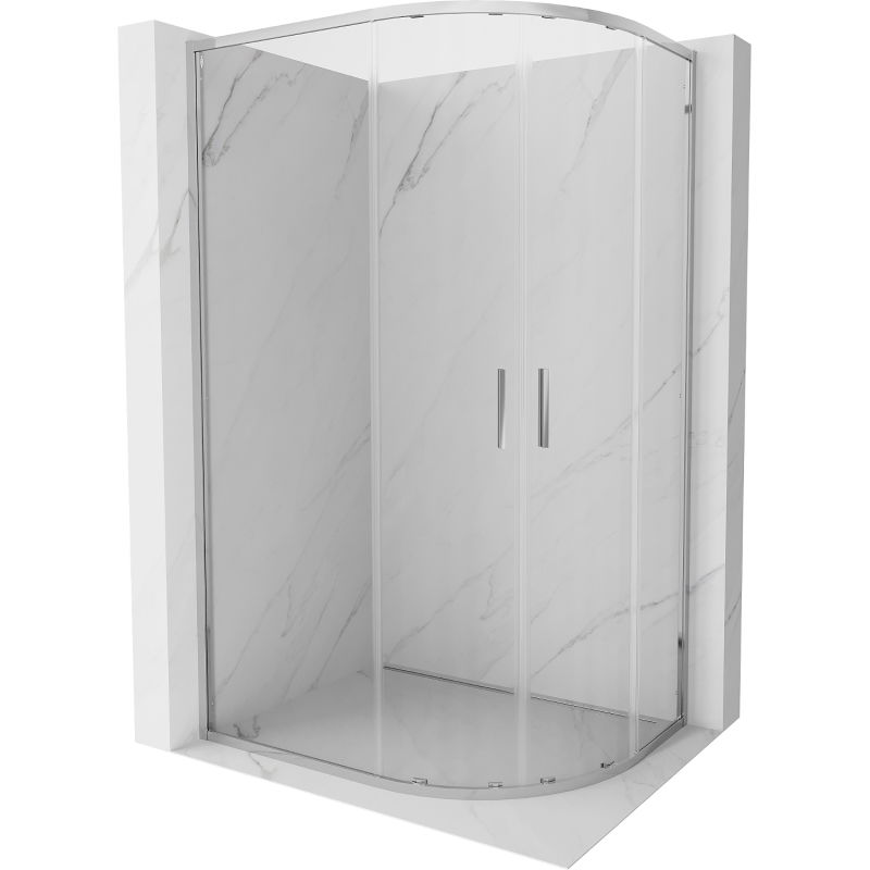 Cabine de douche asymétrique quart de rond coulissante Mexen Exo 100 x 90 cm, transparent, chromé - 8132-100-090-01-00