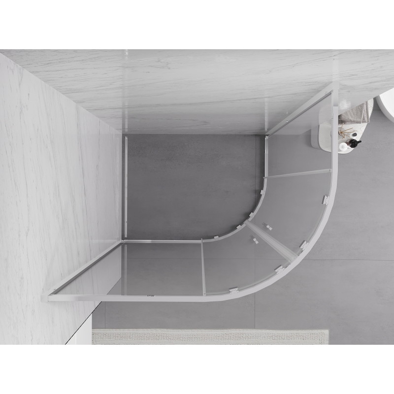 Mexen Exo-S Duo cabine de douche asymétrique semi-circulaire coulissante 120 x 90 cm, transparent, chrome - 8132-120-090-01-00
