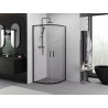 Mexen Exo-S Duo cabine de douche demi-circulaire coulissante 80 x 80 cm, transparent, noire - 8132-080-080-70-00