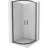 Mexen Exo-S Duo cabine de douche semi-circulaire coulissante 90 x 90 cm, transparent, noir - 8132-090-090-70-00
