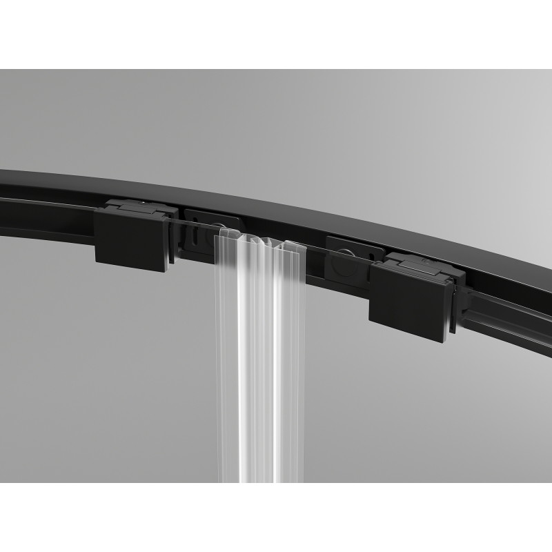 Mexen Exo-S Duo cabine de douche semi-circulaire coulissante 90 x 90 cm, transparent, noir - 8132-090-090-70-00