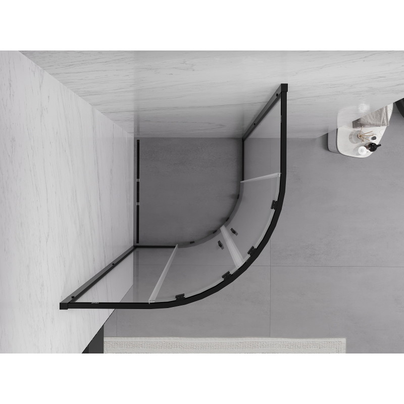 Mexen Exo-S Duo cabine de douche demi-circulaire coulissante 100 x 100 cm, transparent, noir - 8132-100-100-70-00