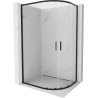 Mexen Exo-S Duo cabine de douche semi-circulaire asymétrique coulissante 90 x 80 cm, transparente, noire - 8132-090-080-70-00