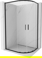 Mexen Exo cabine de douche demi-circulaire asymétrique coulissante 100 x 80 cm, transparent, noir - 8132-100-080-70-00