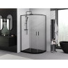 Mexen Exo-S Duo cabine de douche semi-circulaire asymétrique coulissante 100 x 80 cm, transparent, noir - 8132-100-080-70-00