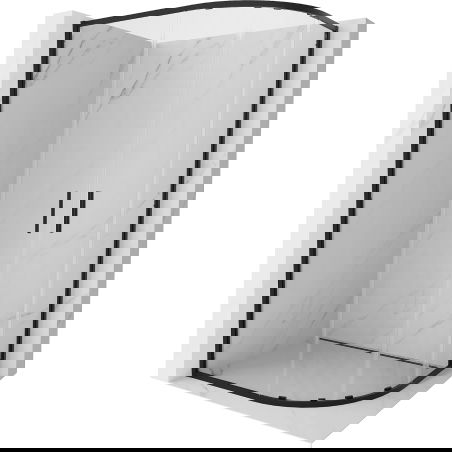 Mexen Exo cabine de douche quart-rond asymétrique coulissante 120 x 90 cm, transparent, noir - 8132-120-090-70-00