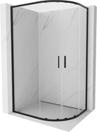 Mexen Exo-S Duo cabine de douche quart de cercle asymétrique coulissante 120 x 90 cm, transparent, noire - 8132-120-090-70-00