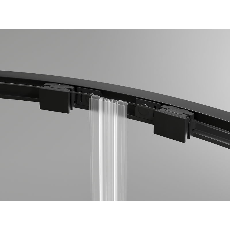 Mexen Exo cabine de douche demi-circulaire asymétrique coulissante 100 x 80 cm, transparent, noir - 8132-100-080-70-00