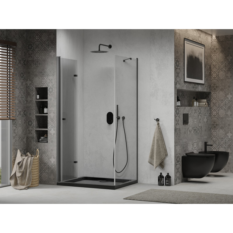 Mexen Lima cabine de douche pliante 100 x 90 cm, transparente, noire + receveur plat, noir - 856-100-090-70-00-4070B
