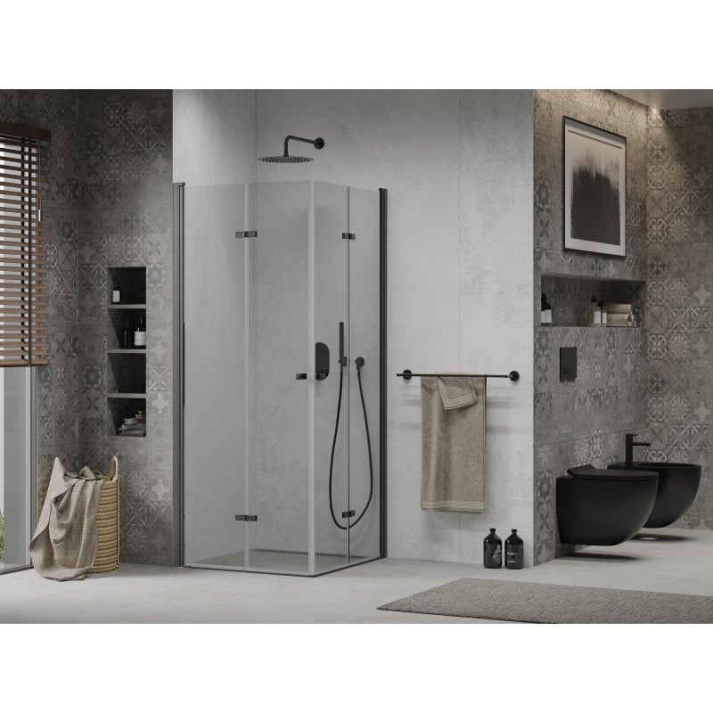 Mexen Lima Duo cabine de douche pliante 70 x 70 cm, transparent, noir - 856-070-070-70-00-02