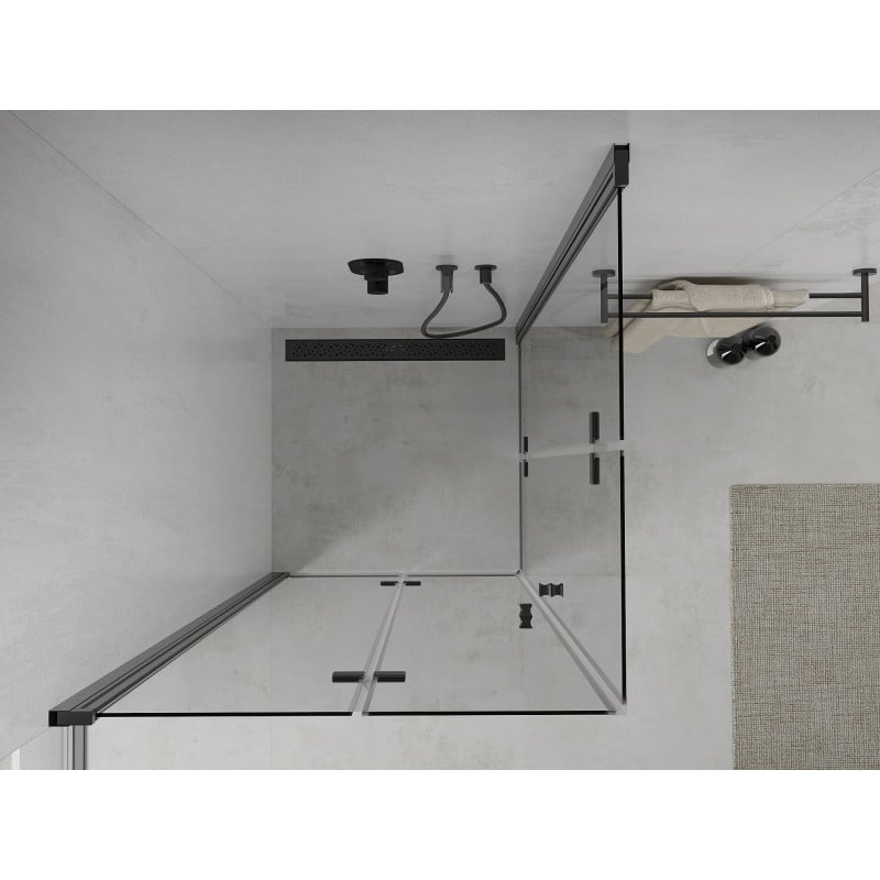 Mexen Lima Duo cabine de douche pliante 80 x 80 cm, transparente, noire - 856-080-080-70-00-02