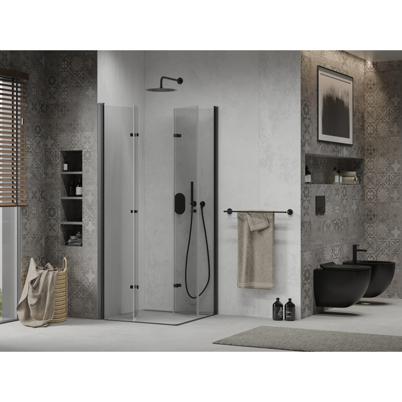 Mexen Lima Duo cabine de douche pliante 90 x 90 cm, transparente, noire - 856-090-090-70-00-02