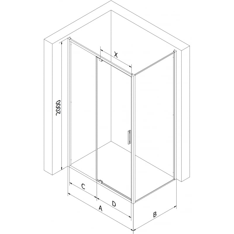 Mexen Exo cabine de douche pivotante 150 x 90 cm, transparent, chrome - 819-150-090-01-00
