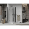 Mexen Lima Duo cabine de douche pliable 90 x 90 cm, transparent, noir + receveur Flat - 856-090-090-70-02-4010B