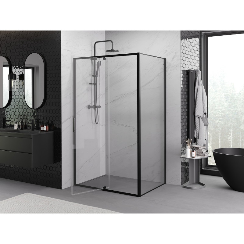 Mexen Exo-R cabine de douche pivotante 100 x 75 cm, transparent, noir - 819-100-075-70-00