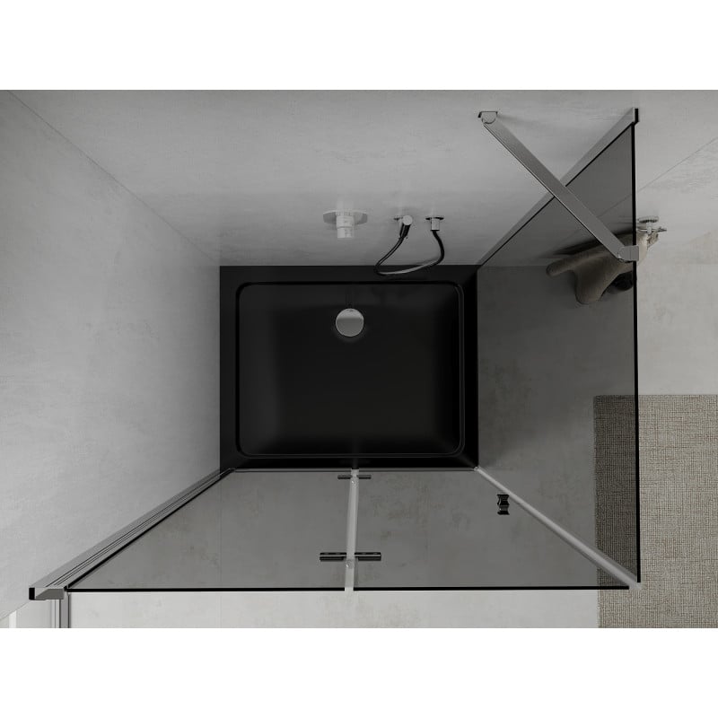 Mexen Lima cabine de douche pliante 80 x 100 cm, graphite, chrome + receveur Flat, noir - 856-080-100-01-40-4070