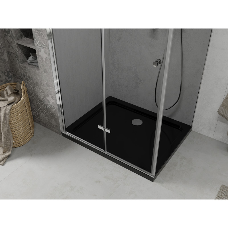 Mexen Lima cabine de douche pliante 90 x 100 cm, graphite, chrome + receveur Flat, noir - 856-090-100-01-40-4070