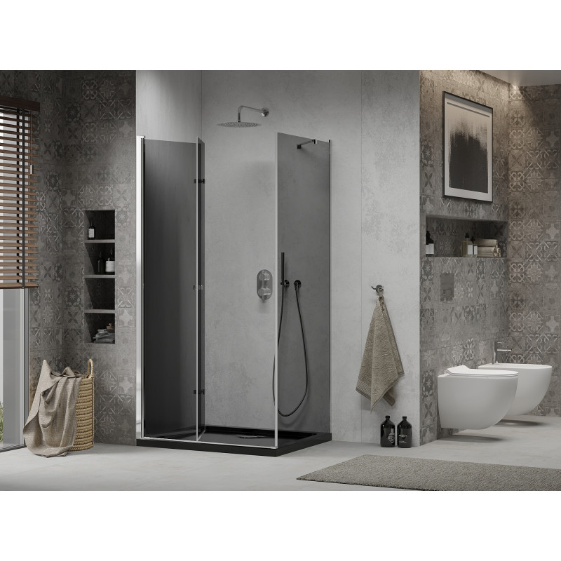 Mexen Lima cabine de douche pliante 90 x 120 cm, graphite, chrome + receveur plat, noir - 856-090-120-01-40-4070