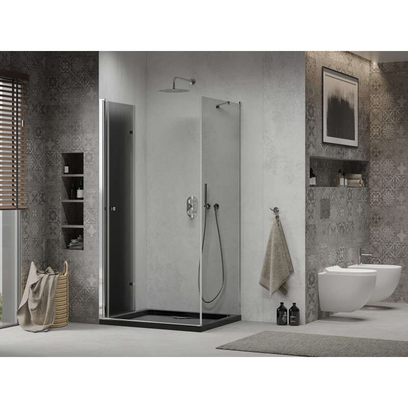 Mexen Lima cabine de douche pliante 90 x 120 cm, graphite, chrome + receveur plat, noir - 856-090-120-01-40-4070