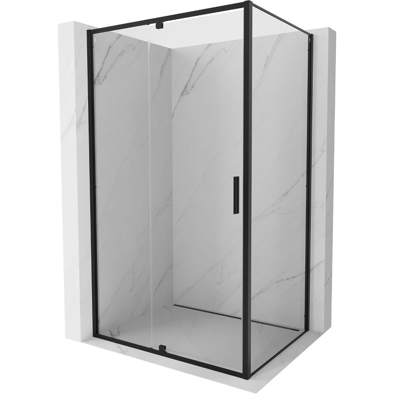 Cabine de douche Mexen Exo à charnières 135 x 100 cm, transparente, noire - 819-135-100-70-00
