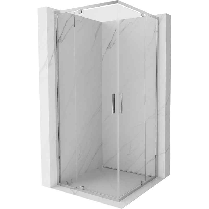 Mexen Exo-R Duo cabine de douche carrée pivotante 100 x 100 cm, transparent, chrome - 8110-100-100-01-00