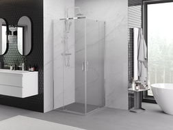 Mexen Exo cabine de douche carrée à porte battante 100 x 100 cm, transparent, chrome - 8110-100-100-01-00
