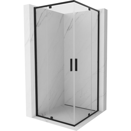 Mexen Exo-R Duo cabine de douche carrée pivotante 80 x 80 cm, transparente, noire - 8110-080-080-70-00