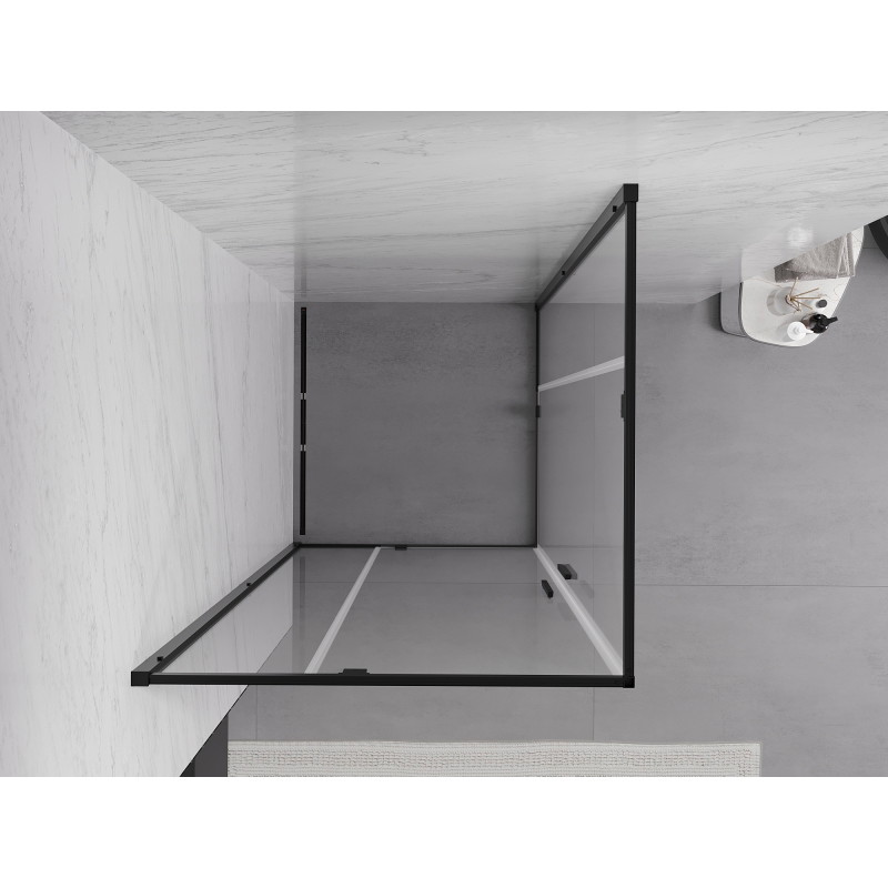 Mexen Exo-R Duo cabine de douche carrée pivotante 80 x 80 cm, transparente, noire - 8110-080-080-70-00