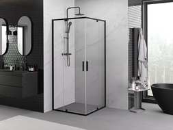 Mexen Exo cabine de douche carrée à charnières 100 x 100 cm, transparente, noire - 8110-100-100-70-00