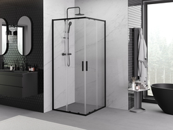 Mexen Exo cabine de douche carrée coulissante 70 x 70 cm, transparente, noire - 8111-070-070-70-00