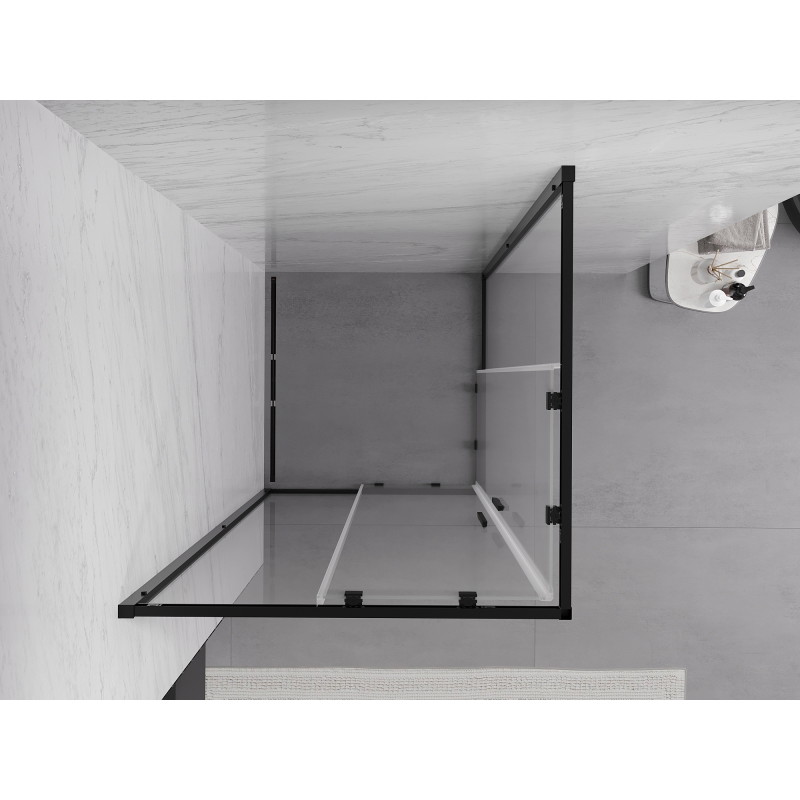 Mexen Exo-S Duo cabine de douche carrée coulissante 100 x 100 cm, transparente, noire - 8111-100-100-70-00