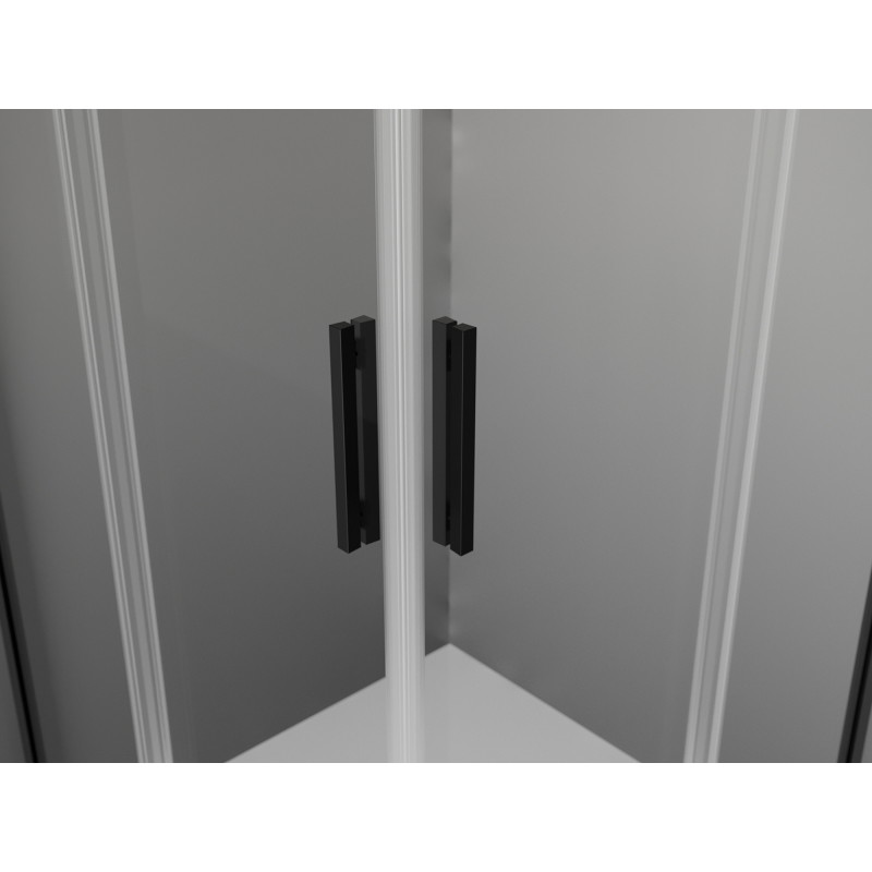 Mexen Exo-S Duo cabine de douche carrée coulissante 100 x 100 cm, transparente, noire - 8111-100-100-70-00
