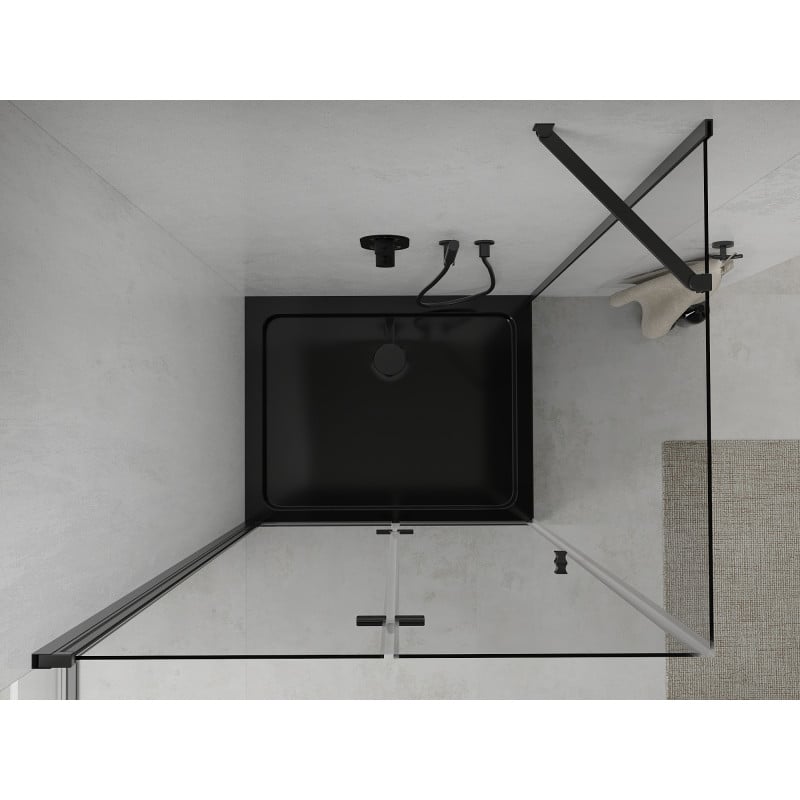 Mexen Lima cabine de douche pliante 80 x 120 cm, transparente, noire + receveur de douche Flat, noir - 856-080-120-70-00-4070B