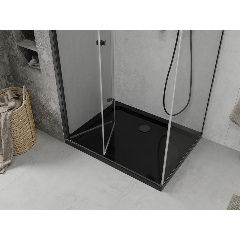 Mexen Lima cabine de douche pliable 90 x 120 cm, transparent, noir + receveur Flat, noir - 856-090-120-70-00-4070B